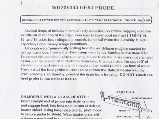 WR2X9393 GE Refrigerator Defrost Drain Heat Probe - Image 2