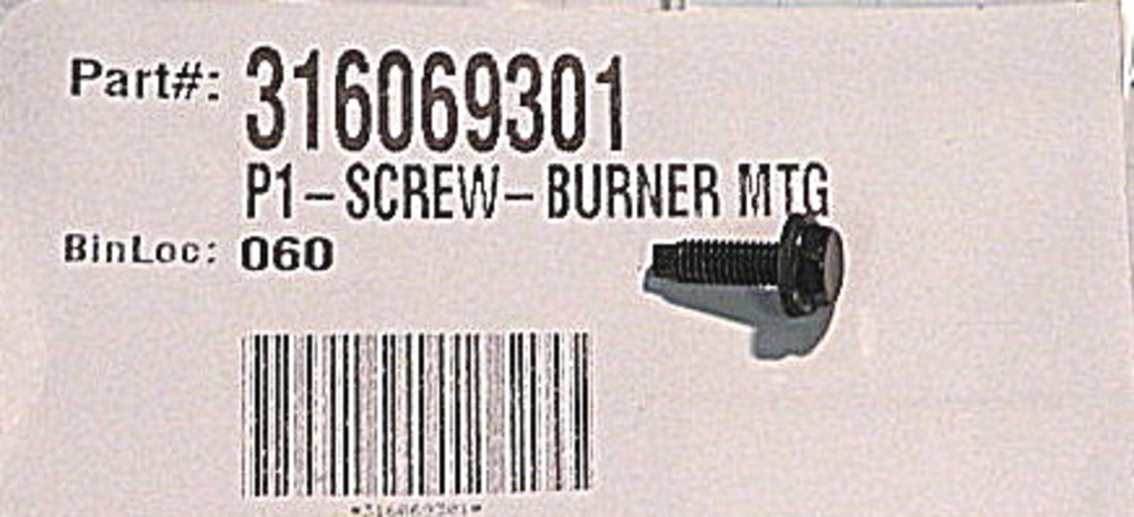 316069301 Frigidaire Oven Primary Screw-Burner Mounting