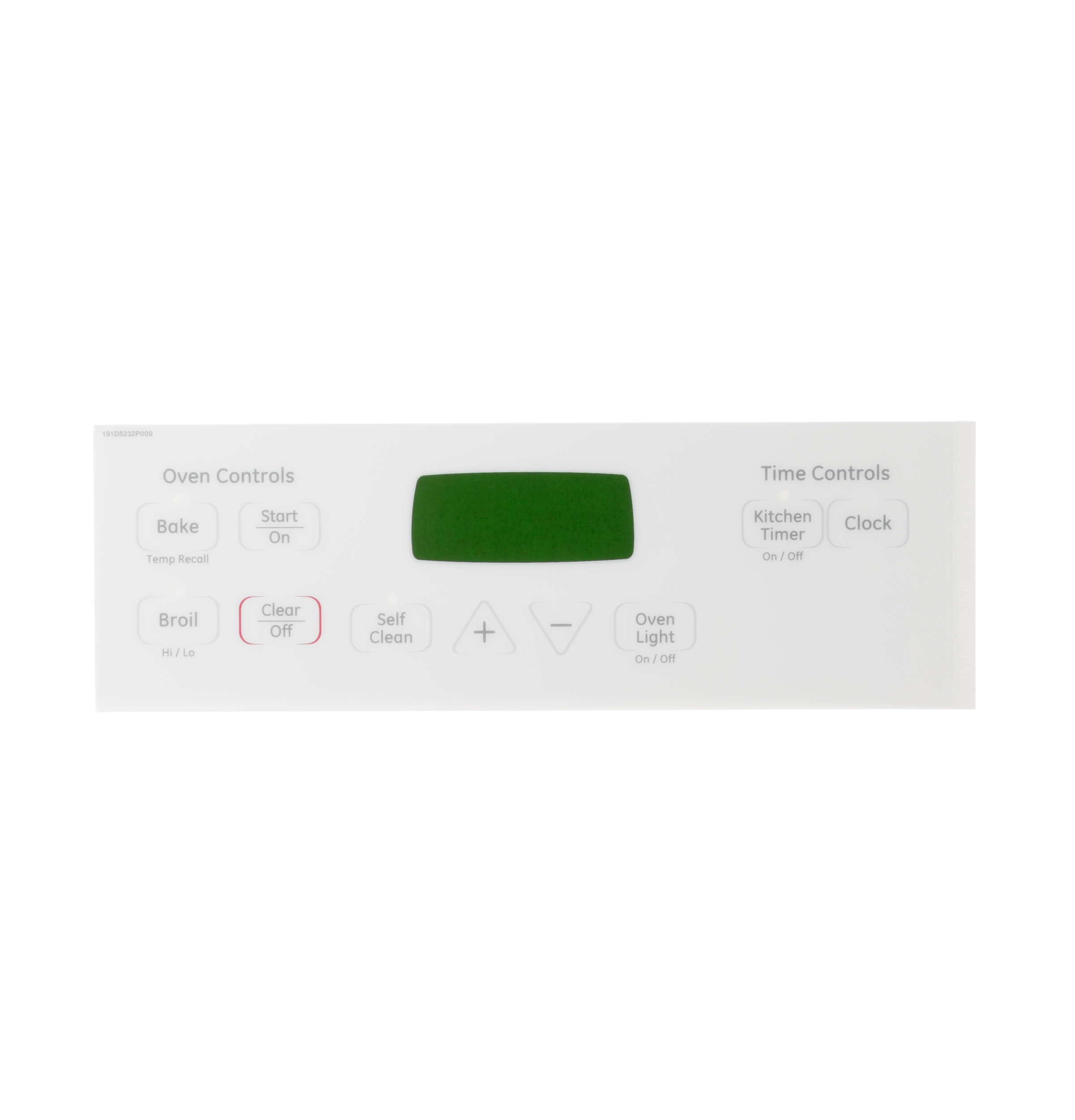 WB27T11014 GE Oven Faceplate Graphics (White)