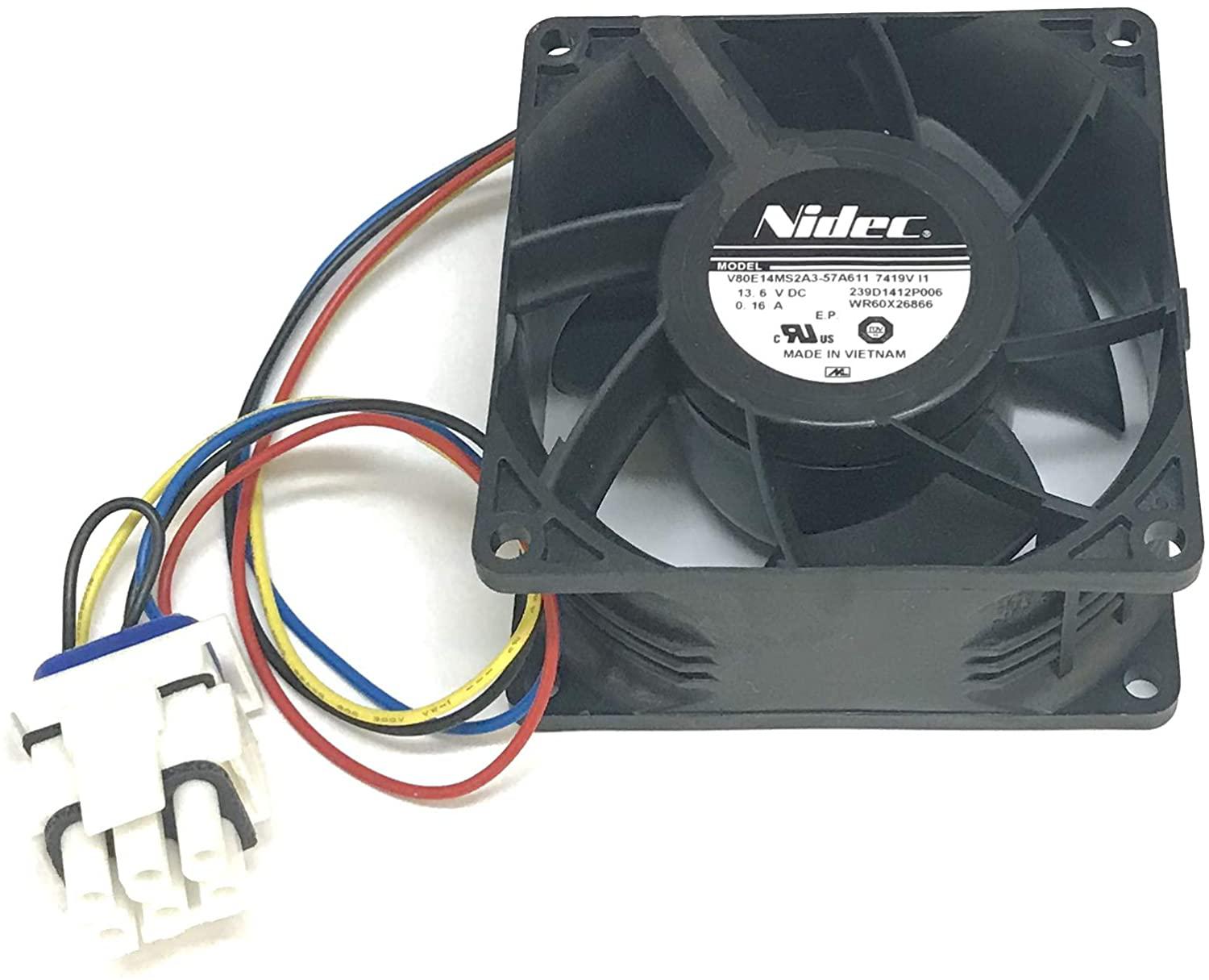 WR60X26866 GE Refrigerator Evaporator Fan Motor Assembly